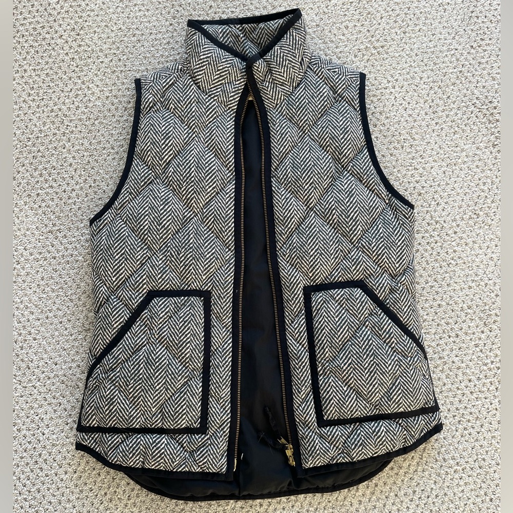 J. Crew Black and White Chevron Vest